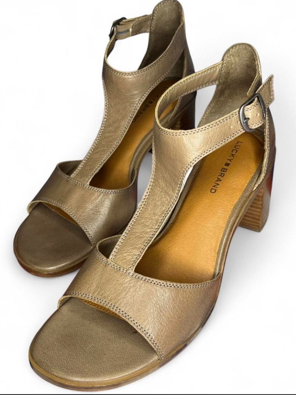 Lucky Brand Sabeni Brown Leather Heeled Sandals Women’s Size 10 Dress Shoes